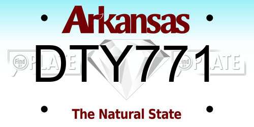 DTY771 Arkansas License Plate