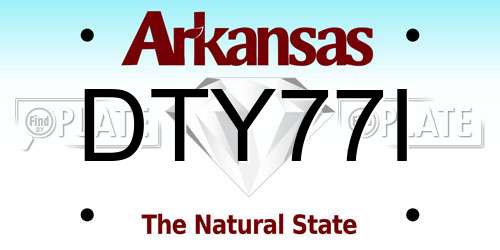 DTY77I Arkansas License Plate