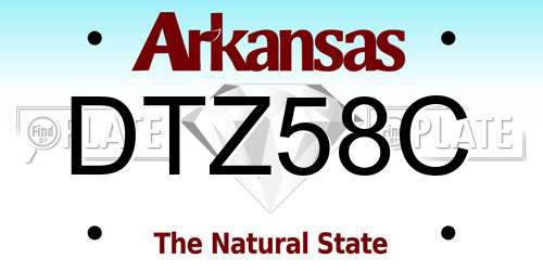 DTZ58C Arkansas License Plate