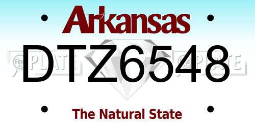 DTZ6548 Arkansas License Plate