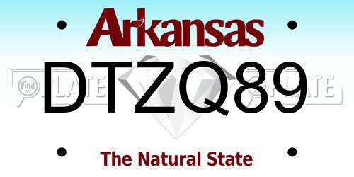 DTZQ89 Arkansas License Plate