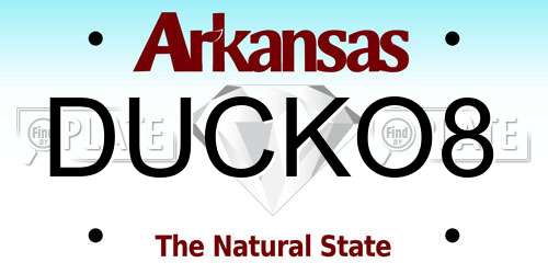 DUCKO8 Arkansas License Plate