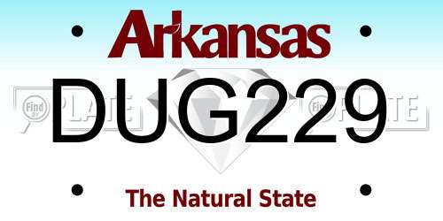 DUG229 Arkansas License Plate