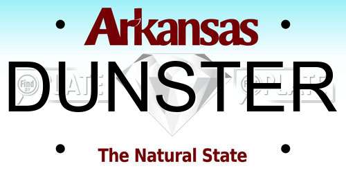 DUNSTER Arkansas License Plate