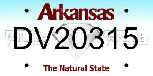 DV20315 Arkansas License Plate