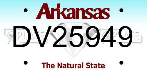 DV25949 Arkansas License Plate