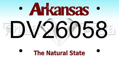 DV26058 Arkansas License Plate