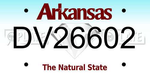 DV26602 Arkansas License Plate