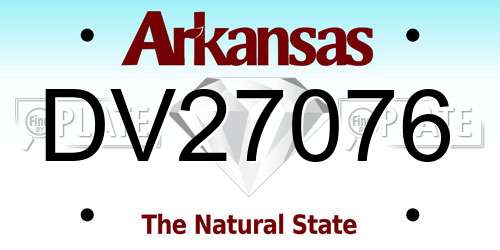 DV27076 Arkansas License Plate