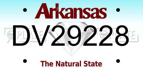 DV29228 Arkansas License Plate
