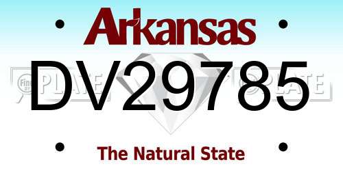 DV29785 Arkansas License Plate