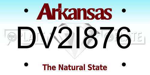 DV2I876 Arkansas License Plate
