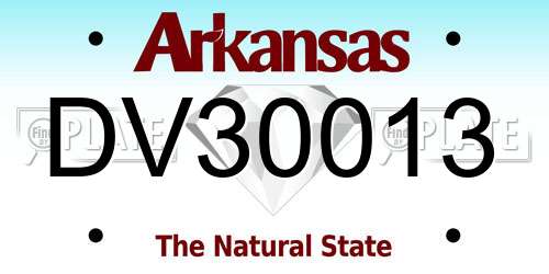 DV30013 Arkansas License Plate