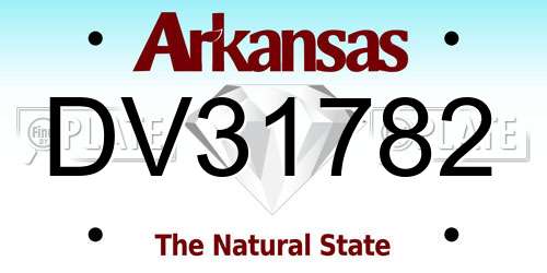 DV31782 Arkansas License Plate