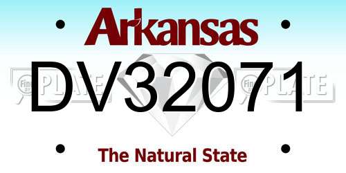 DV32071 Arkansas License Plate
