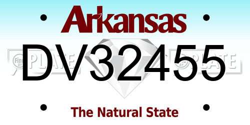 DV32455 Arkansas License Plate