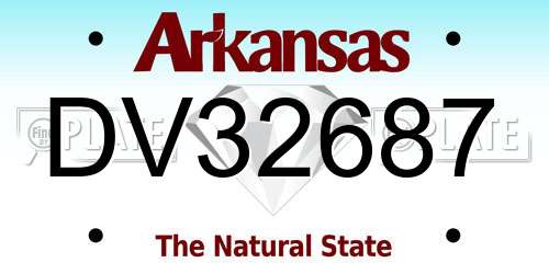 DV32687 Arkansas License Plate