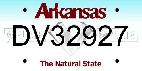 DV32927 Arkansas License Plate