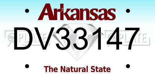 DV33147 Arkansas License Plate
