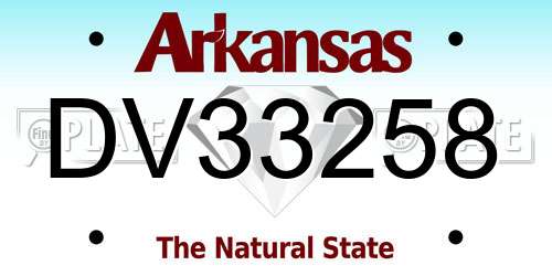 DV33258 Arkansas License Plate
