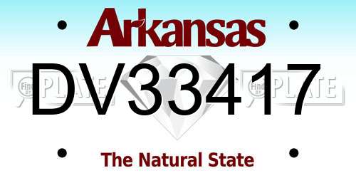 DV33417 Arkansas License Plate