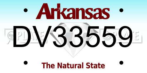 DV33559 Arkansas License Plate