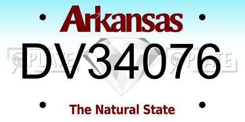 DV34076 Arkansas License Plate