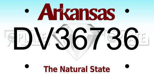 DV36736 Arkansas License Plate