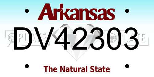 DV42303 Arkansas License Plate