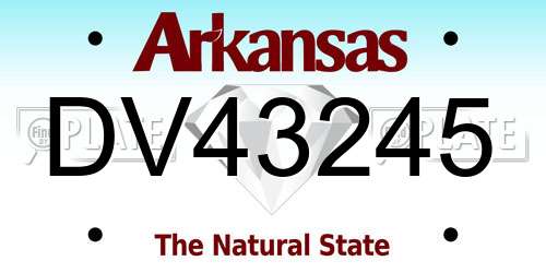 DV43245 Arkansas License Plate