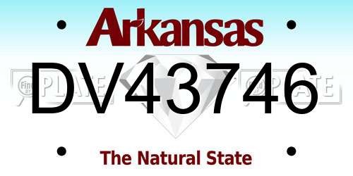 DV43746 Arkansas License Plate