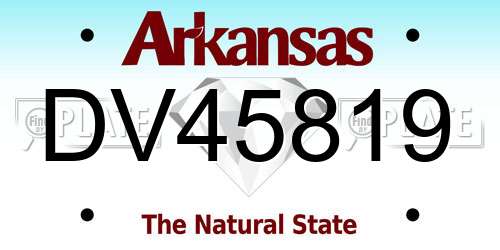 DV45819 Arkansas License Plate