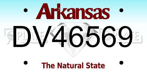 DV46569 Arkansas License Plate