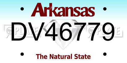 DV46779 Arkansas License Plate