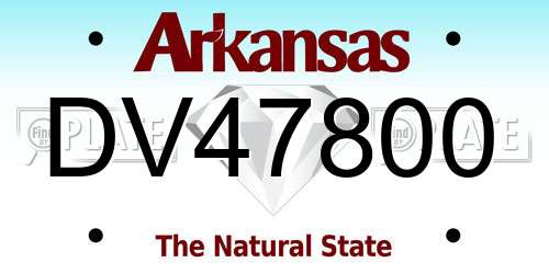 DV47800 Arkansas License Plate
