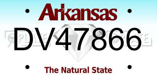 DV47866 Arkansas License Plate