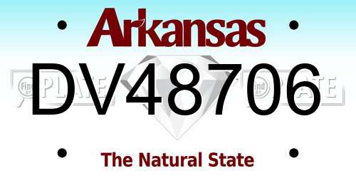 DV48706 Arkansas License Plate