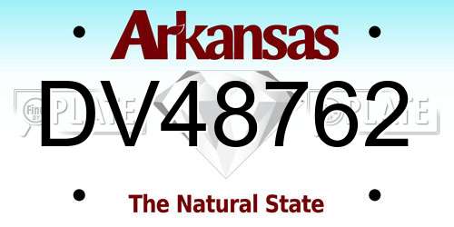 DV48762 Arkansas License Plate