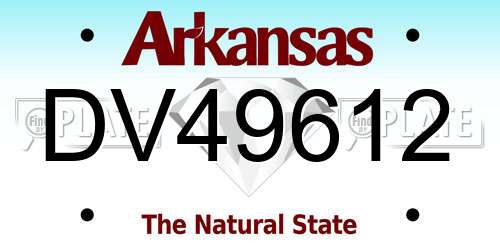 DV49612 Arkansas License Plate