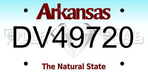 DV49720 Arkansas License Plate