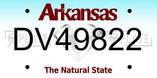 DV49822 Arkansas License Plate