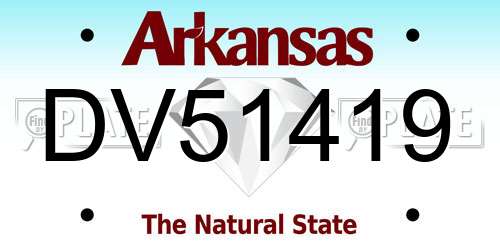 DV51419 Arkansas License Plate