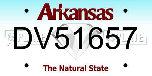 DV51657 Arkansas License Plate