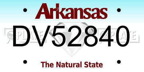 DV52840 Arkansas License Plate