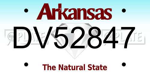 DV52847 Arkansas License Plate
