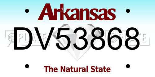 DV53868 Arkansas License Plate