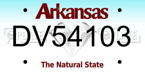 DV54103 Arkansas License Plate