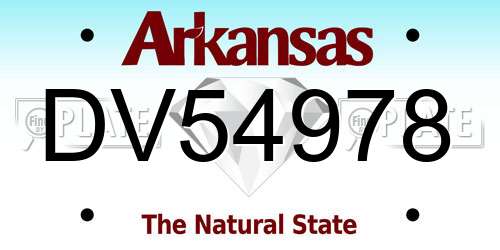 DV54978 Arkansas License Plate