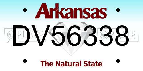 DV56338 Arkansas License Plate