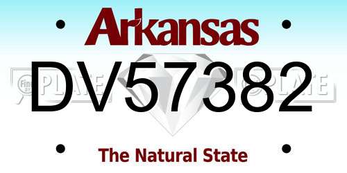 DV57382 Arkansas License Plate